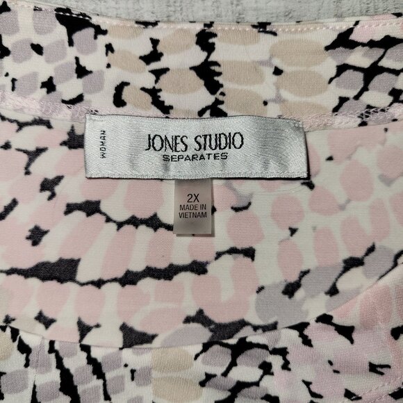 Jones Studio Sleeveless Pleated Blouse 2X Womens Abstract Pattern Polyester Pink - Picture 3 of 8